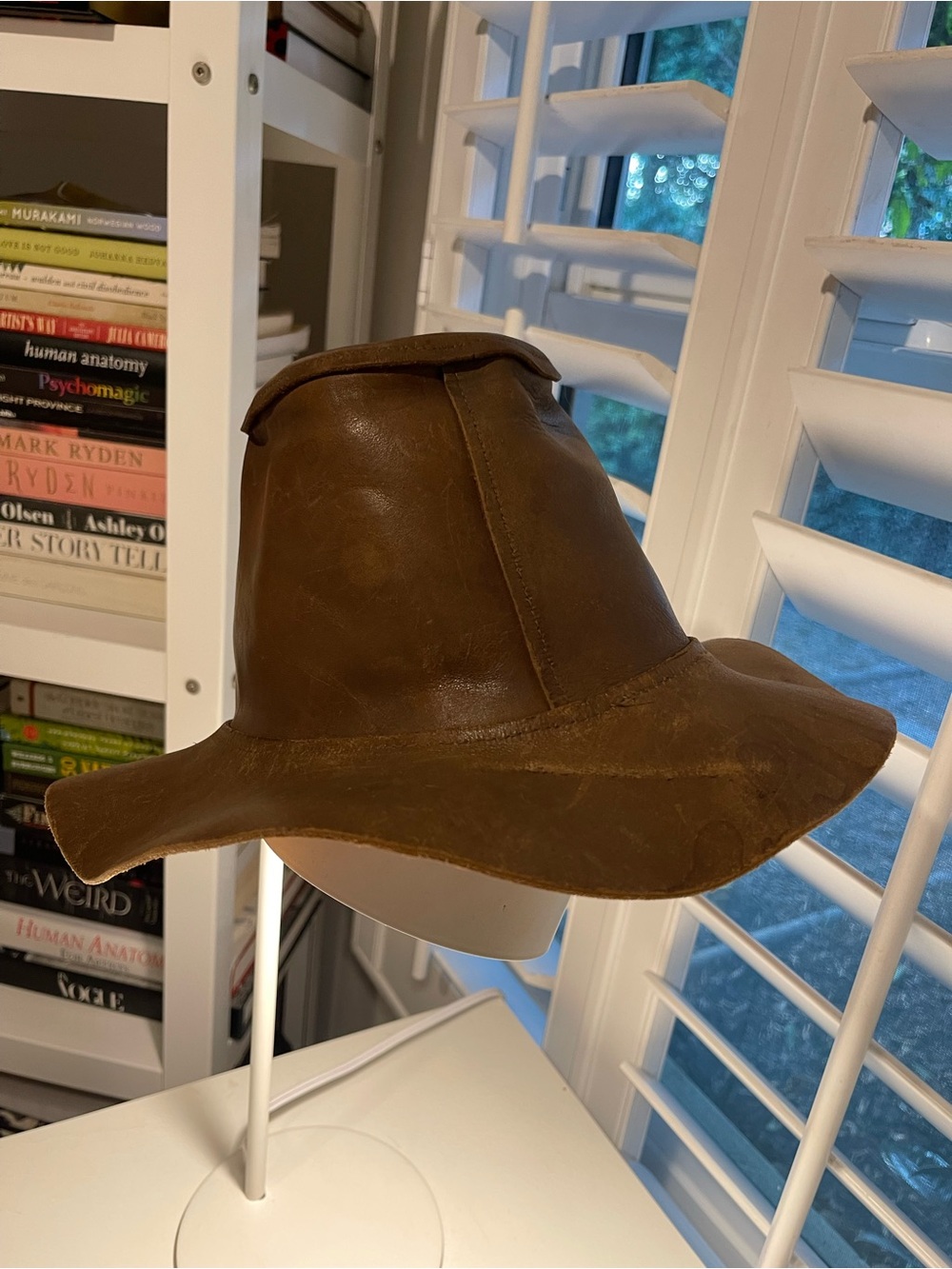 Brown Leather Wide Brim Vintage Hat